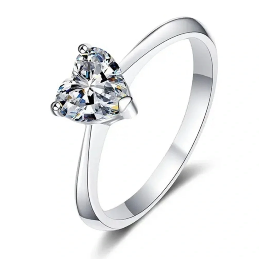 🅽🅴🆆 certified 2ct heart moissanite cruelty-free diamond ring, size 5